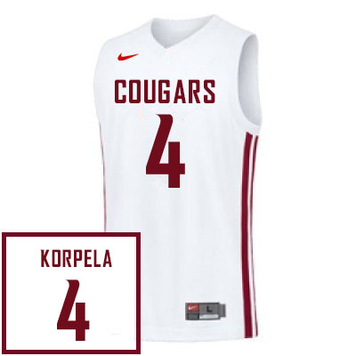 Men #4 Shae Korpela Washington State Cougars College Basketball Jerseys Sale-White